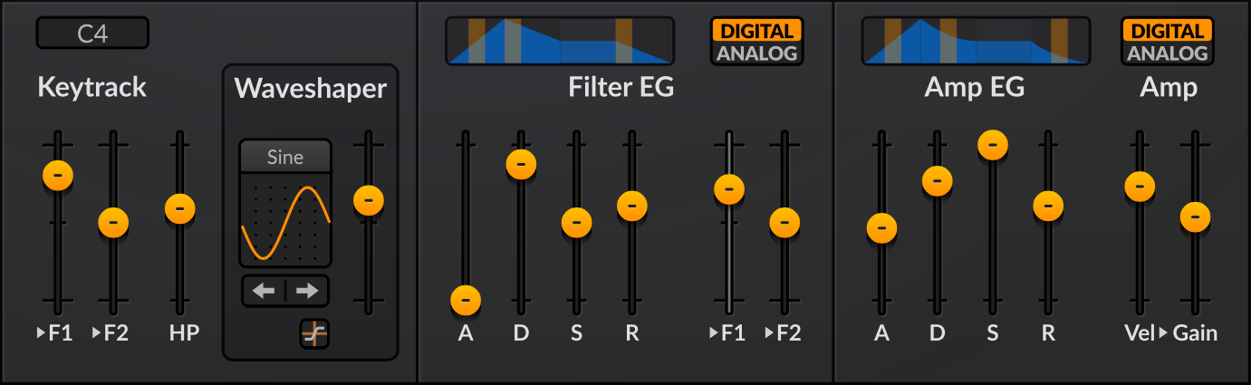 ADSR faders in Surge XT