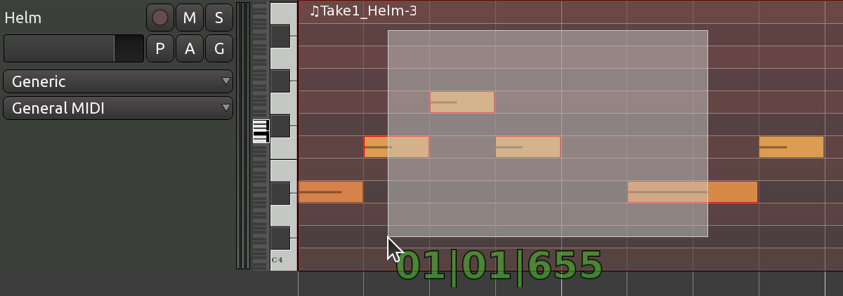Selezione delle note con l'elastico