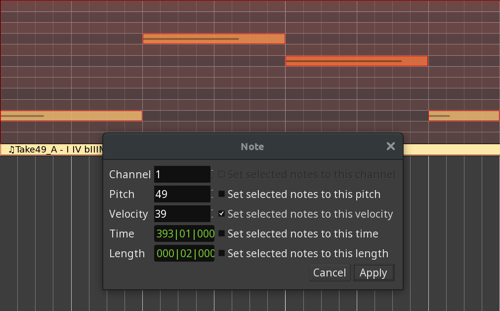 Editing note properties