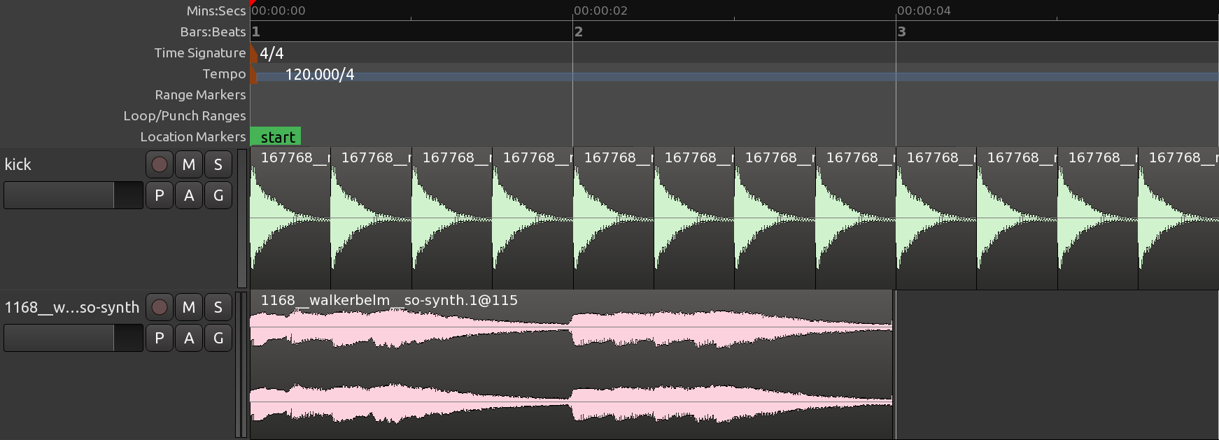 Stretched audio region