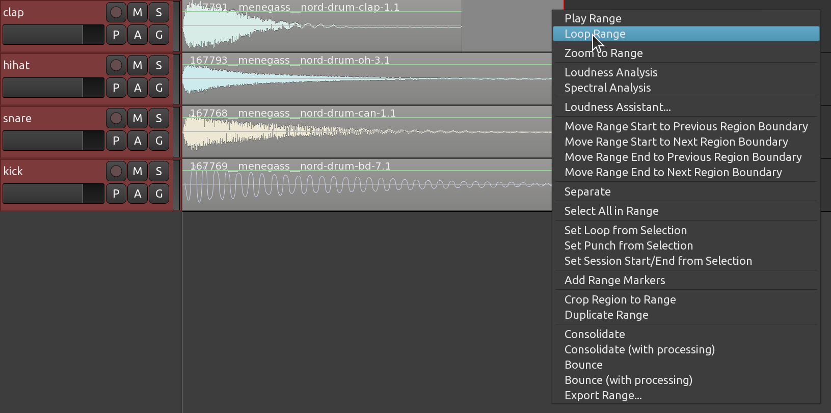 Loop Range in the right-click menu