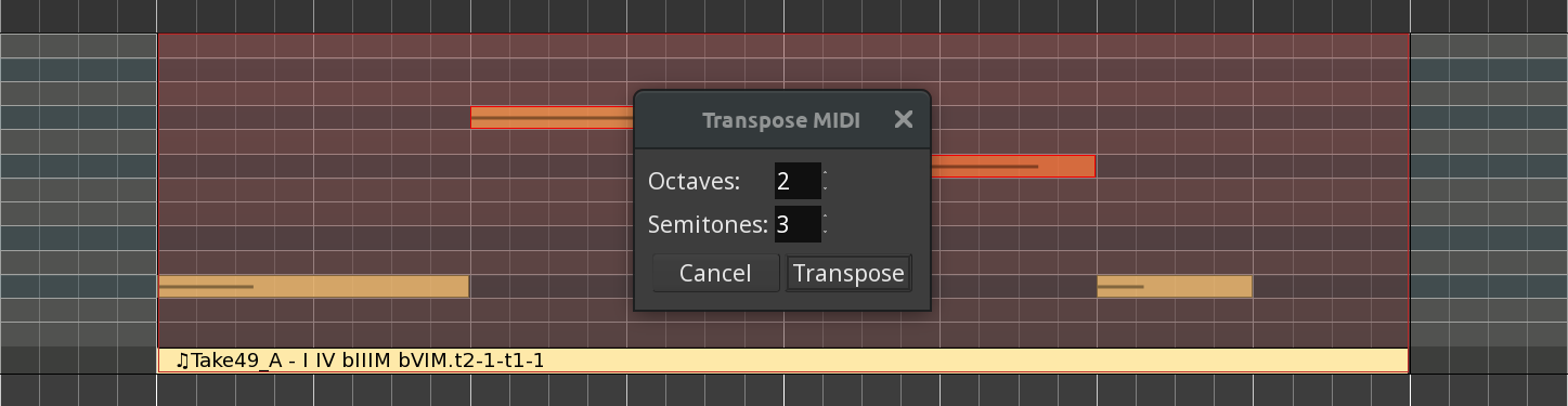 Transpose MIDI notes
