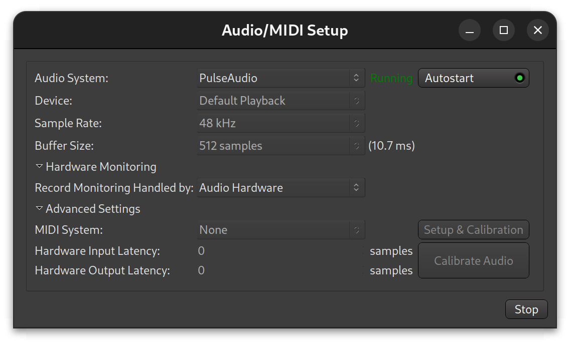 PulseAudio settings