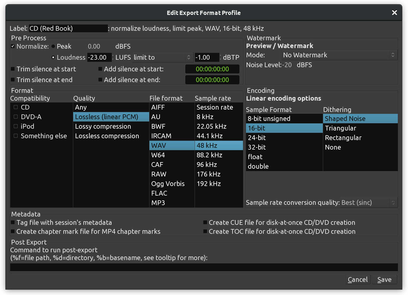 Edit the exporting Format