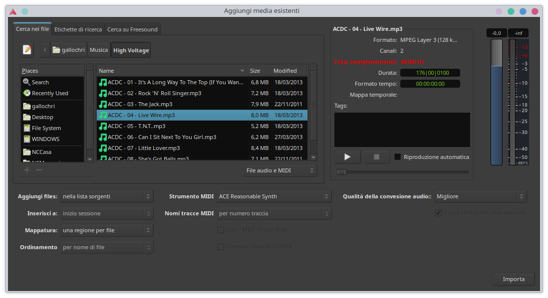 Aggiungi all'elenco delle sorgenti