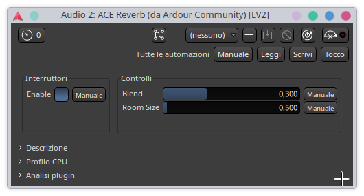 Impostazioni ACE Reverb