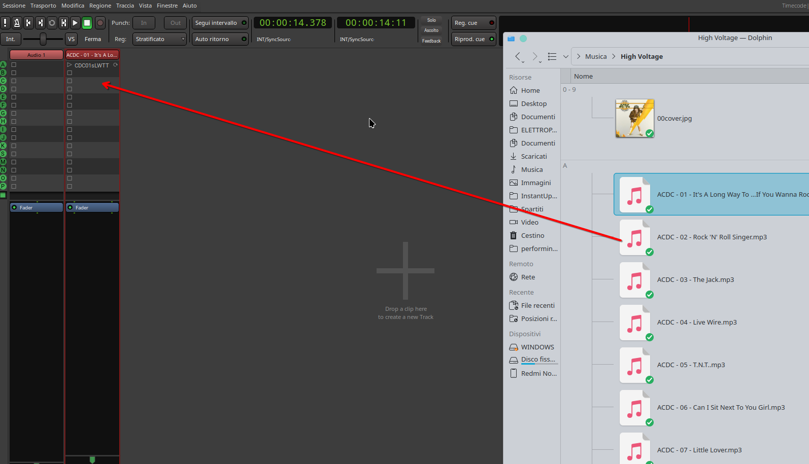 Trascina e rilascia dal file manager