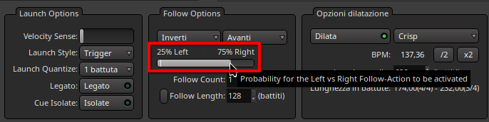 Cursore di probabilità a destra
