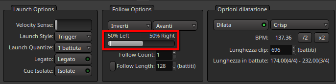 Cursore di probabilità al centro