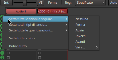 Impostare tutte in un cue