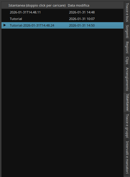 Elenco delle istantanee